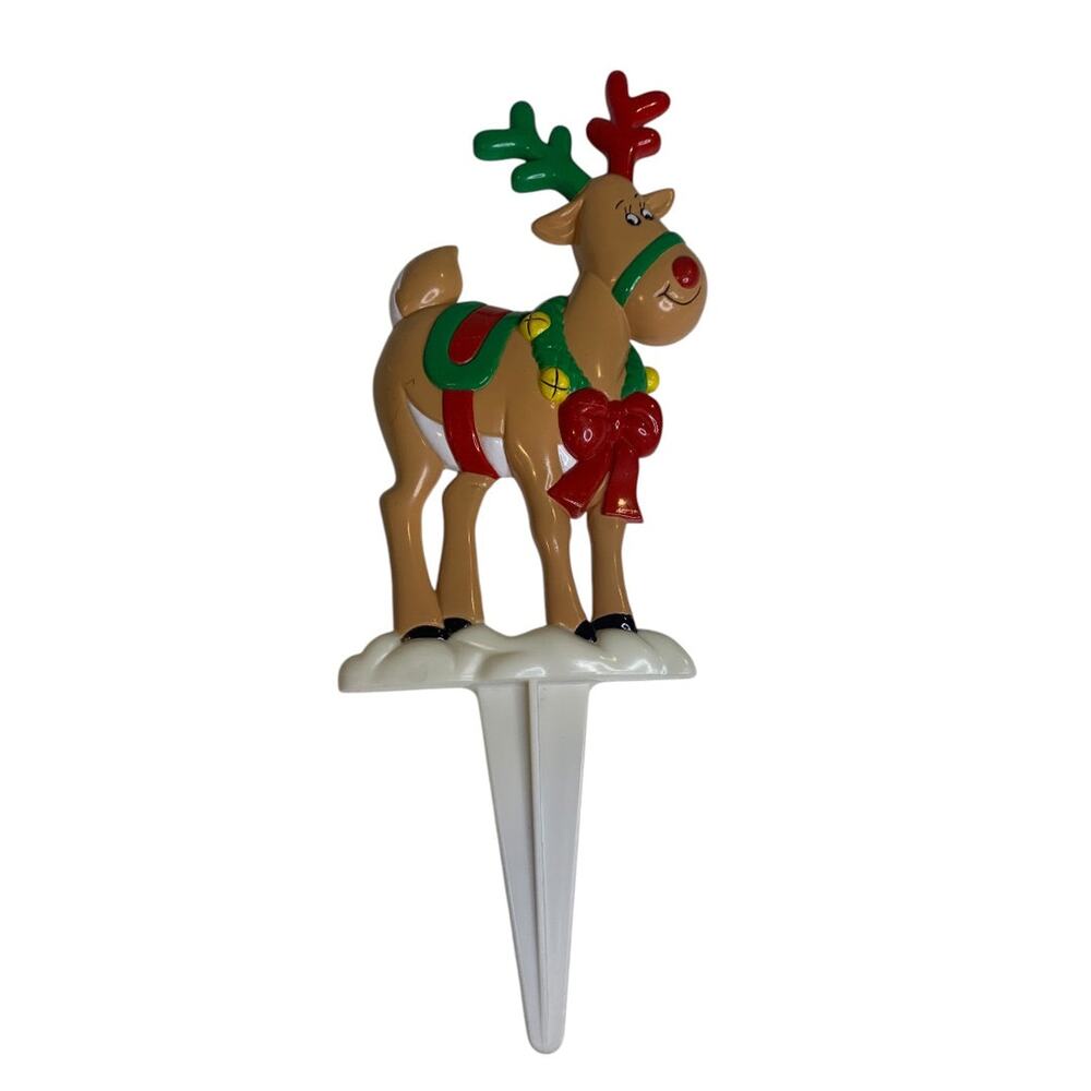 JSNY Rudolph Reindeer Plastic Christmas Yard Lawn Stakes Decor 1990s